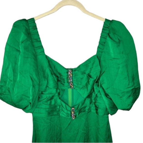 Sandro Falbala Rhinestone Embellished Cutout Midi Dress Emerald  38/M - Picture 6 of 15